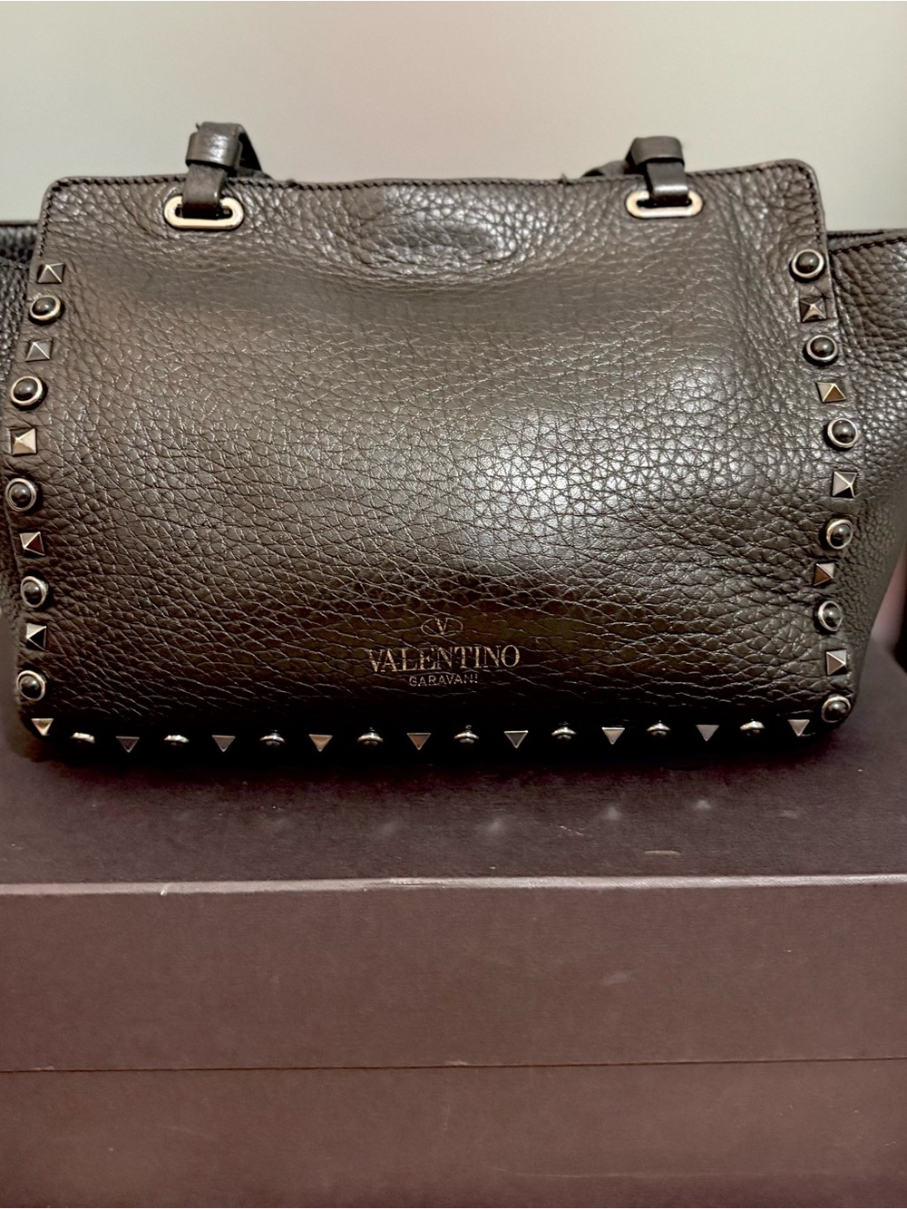Valentino Garavani NOIR Studded Leather Shoulder Tote - Picture 3 of 5